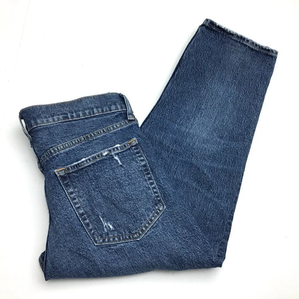 Gap Women's Jeans Cheeky Straight Crop Distressed Button Fly 8 petite inseam 23
